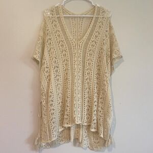 Crochet Top Cover Up One Size Hippie Open Knit Boho